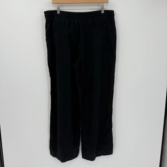 Athleta Retreat Linen High Rise Wide Leg Pants Black Women Large 851038 - Picture 4 of 13